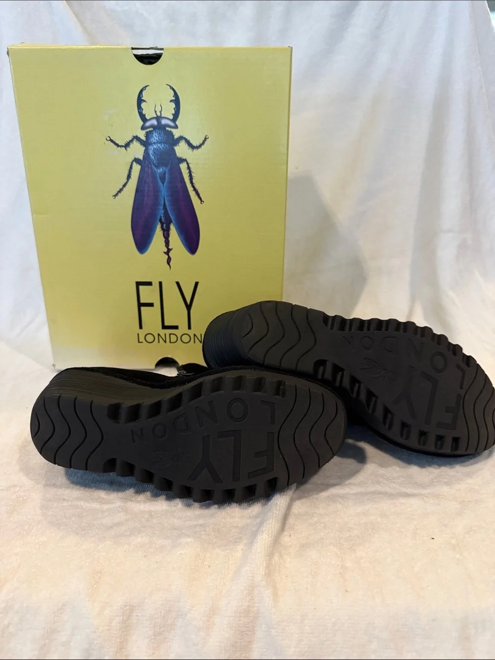 Fly London Black Suede Wedge Ankle Booties